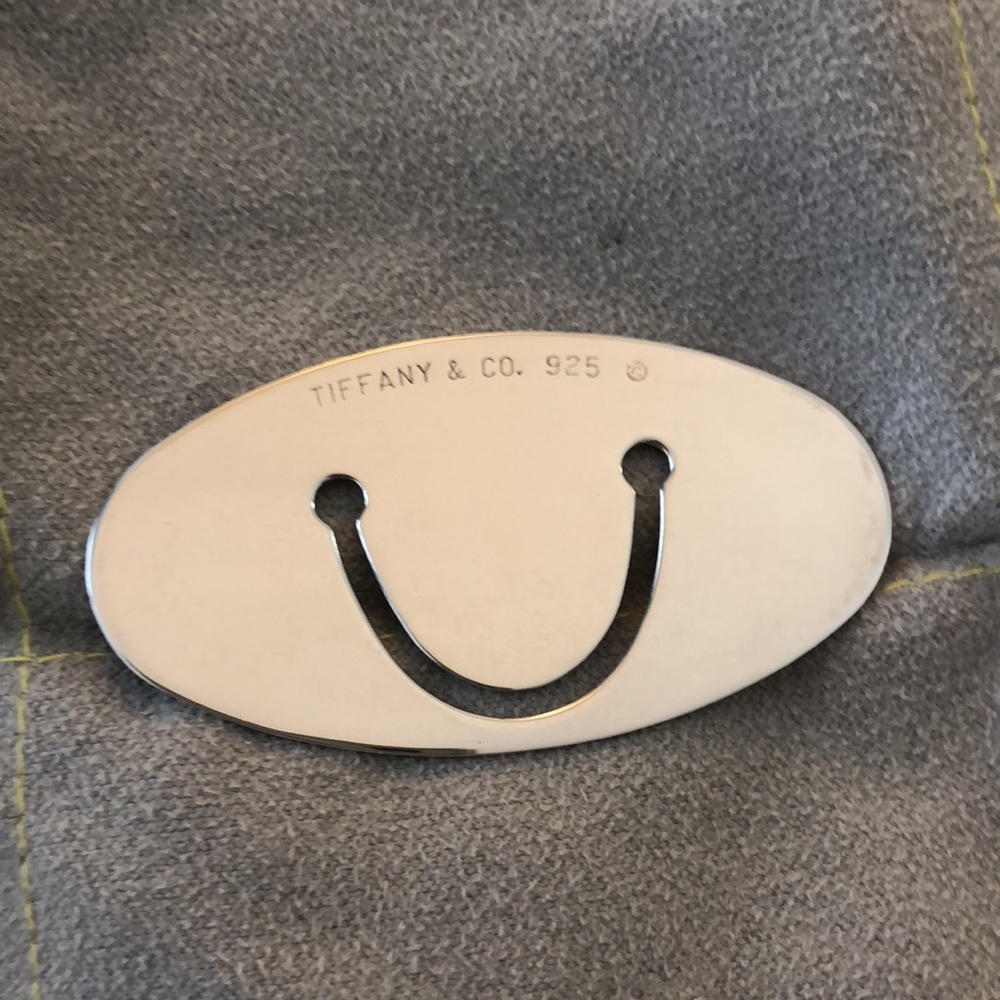 Tiffany & Co. vintage sterling silver bookmark, oval with word map imprint - Picture 2 of 3
